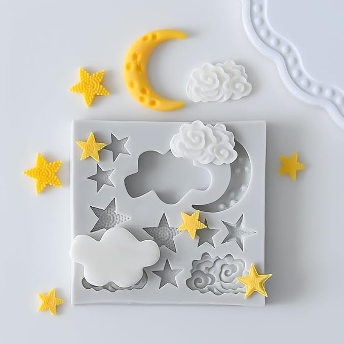 1Pc Star Moon Clouds Shaped Silicone Fondant Molds, Candy Chocolate Molds by Rosojodg