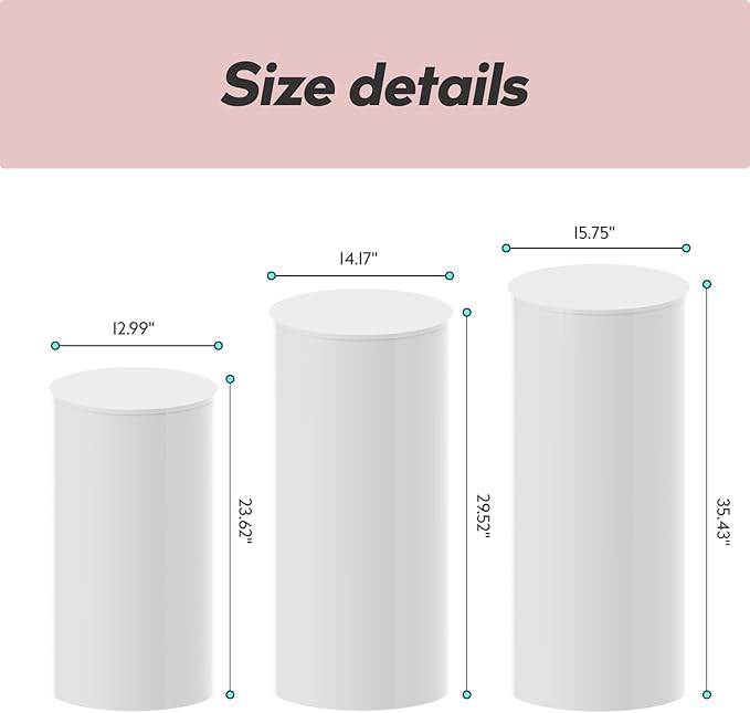 3PC Cylinder Pedestal Stands for Party, Pedestal Display Plinth Pillars for - Image 2