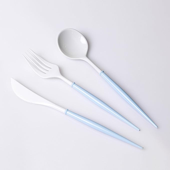 180PCS White Plastic Silverware by FabulousParty