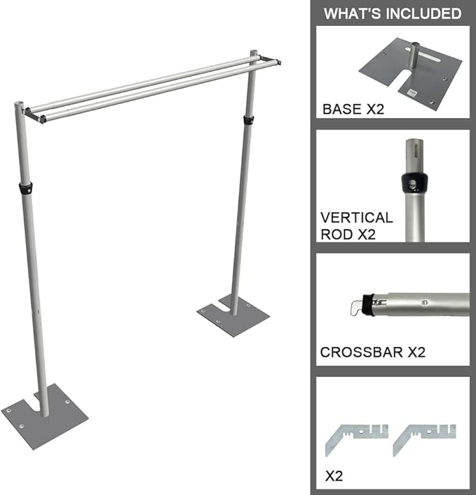 Portable Pipe and Drape Heavy Duty Backdrop Stand, ADJ Metal Frame and Heavy - Image 6