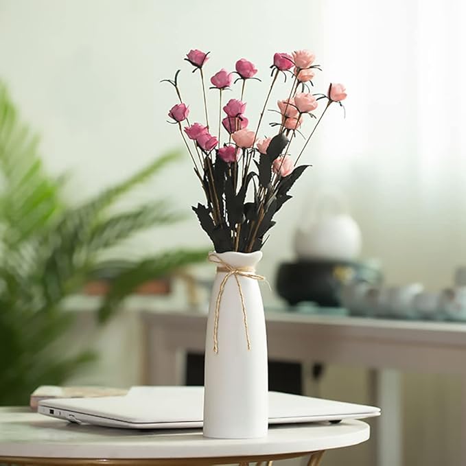 White Ceramic Vase-Flower Vase Dried Flower Vase - Image 2