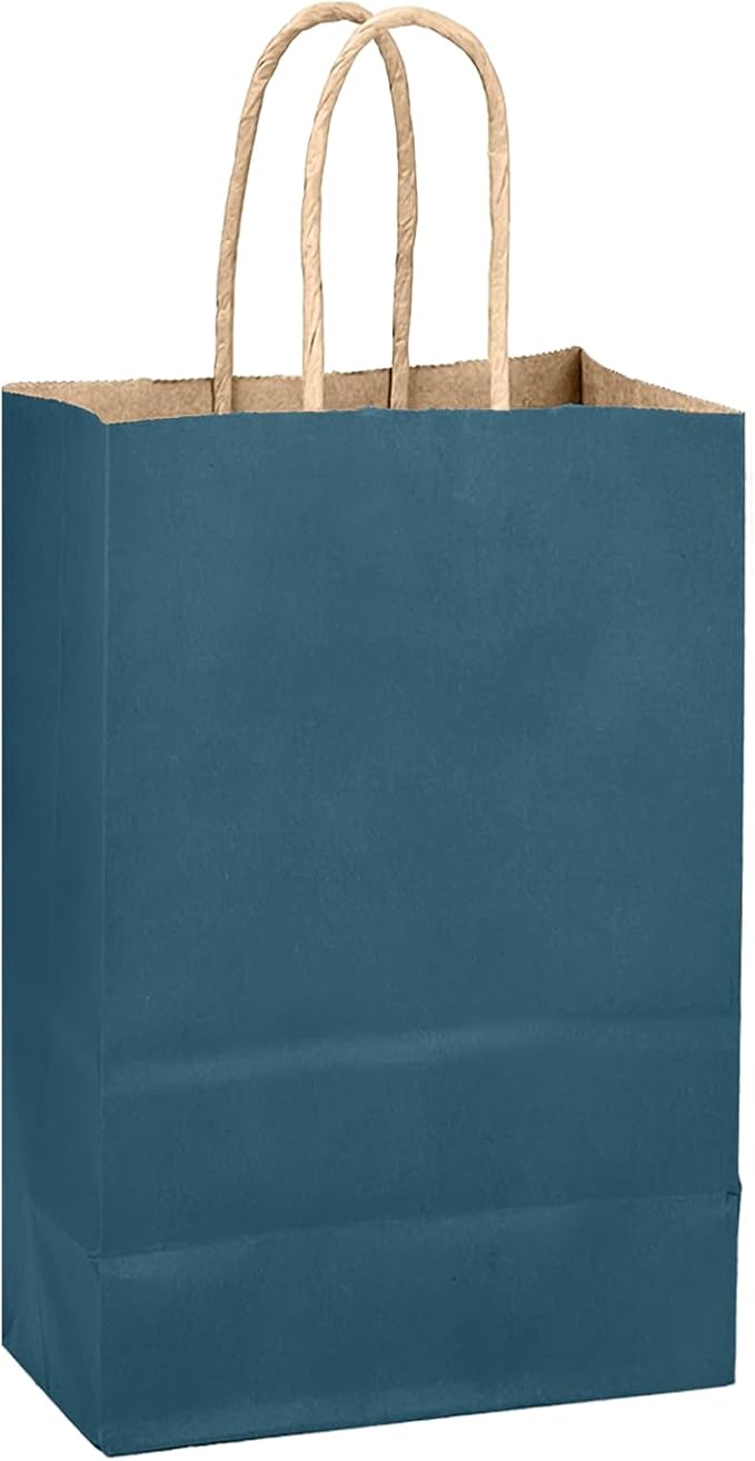 qiqee Ink Blue Gift Bag with Handles Bulk 24Pcs Paper Bags -8.3"x6"x3. 15" - Image 3