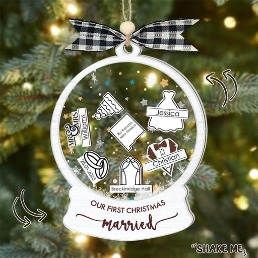 Custom Wedding Shaker Ornament 2025, Personalized Bride and Groom Ornament - Image 2
