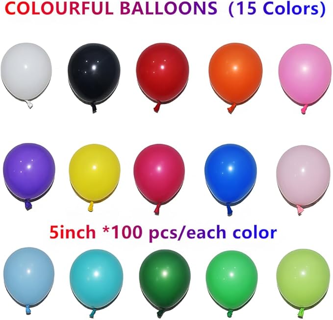 1500 Pack 5 Inch Rainbow Balloons Bulk 15 Assorted Colors Latex Balloon Mini - Image 2