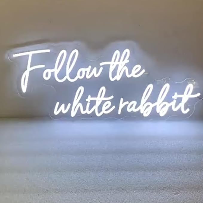 Follow the White Rabbit Custom Neon Sign Bedroom Led Light Home Decor, Wall - Image 5