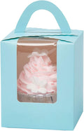 qiqee Light Blue Cupcake Boxes Individual Cupcake Holders Disposable 50pcs by Qiqee