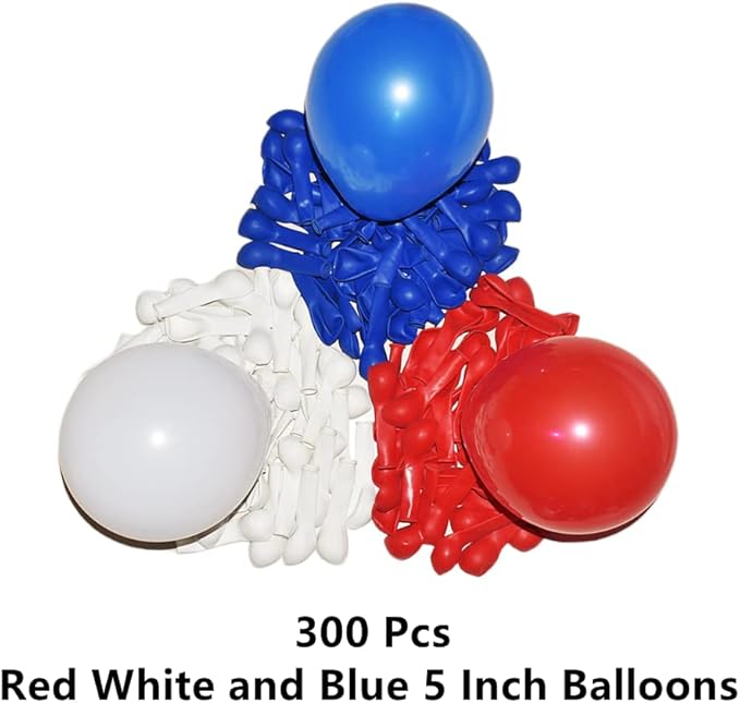 300 Pack Red White and Blue Balloons - Image 2