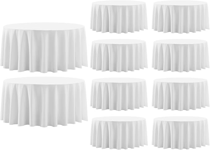 Round Tablecloth 10 Pack 90 Inch White Tablecloths Washable Decorative Linen by AOCOZHomeLifeMuseum