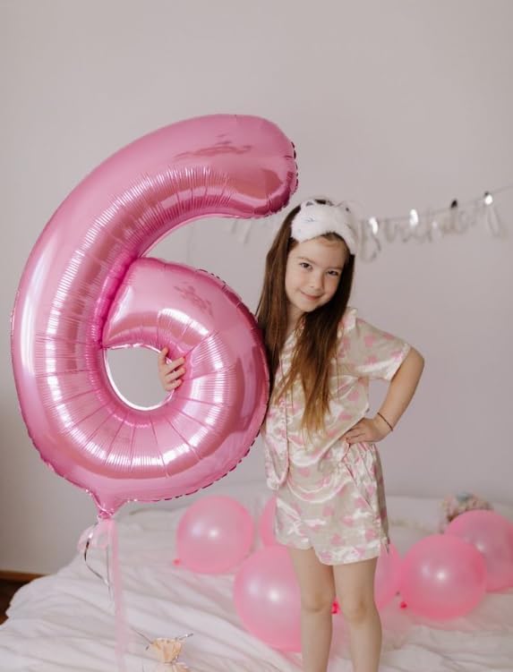 40 Inch Pearlescent Pink Mylar Foil Number 6 Birthday Balloon, Digital Balloons - Image 6