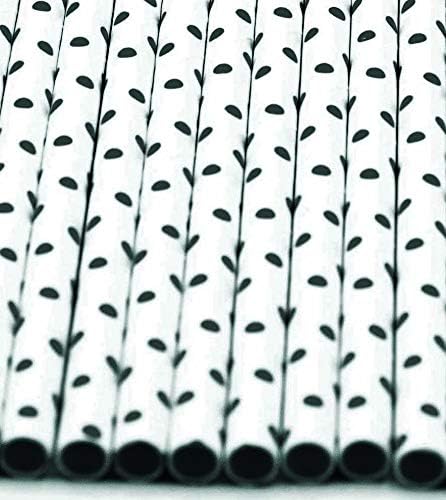 Pack of 300 Black Polka Dot Biodegradable 4-Ply Paper Drinking Straws - Image 3