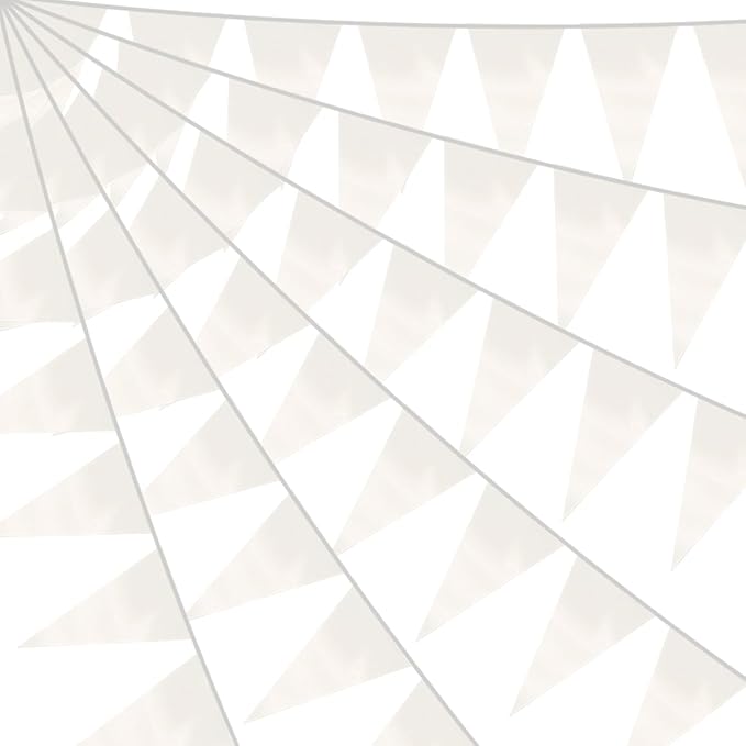 20M/65FT White Triangle Pennant Banner Flag Metallic Fabric Bunting Garland by raqieden