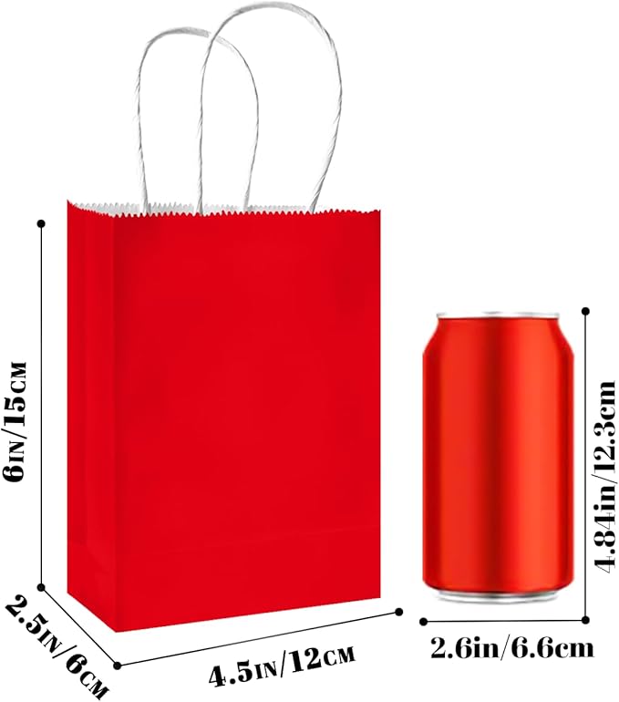 qiqee 50-Packs Red Paper Gift Bags - Image 3