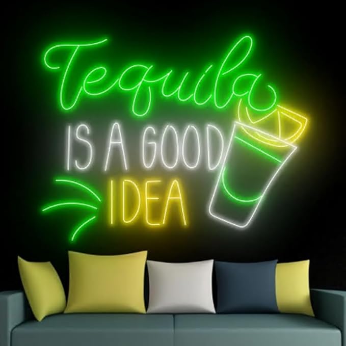 Tequila Is A Good Idea Neon Wall Sign, Tequila Led Wall Sign, Cocktail Neon - Image 3