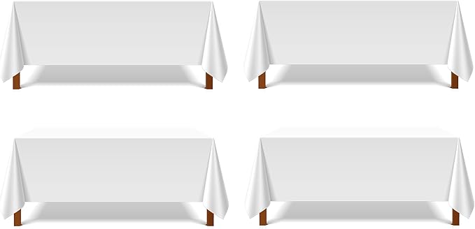 Pomp Pure White 90" x 156" Poplin Polyester Tablecloth | Wrinkle + Stain by POMP