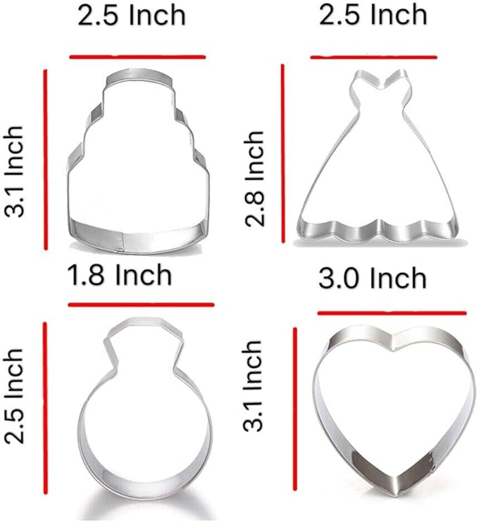 Wedding Cookie Cutter Set-7 Piece-3 Inches-Heart, Diamond Ring, Wedding Cake - Image 2