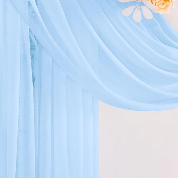 Baby Blue Wedding Arch Draping Fabric 2 Panels 29" x 20 FT Blue Wedding Drapes - Image 4