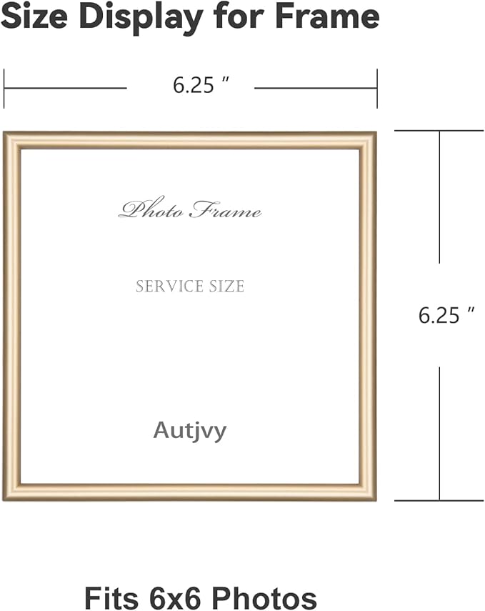 6x6 Picture Frame Set of 2, Brass Modern Thin Aluminum Metal Square Photo Frame - Image 2