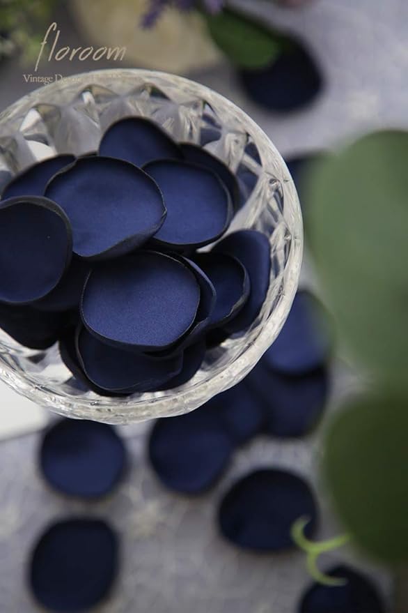 Floroom 300pcs Rose Petals Navy Blue Faux Silk Flower Petals - Image 2