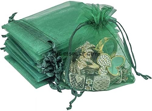 TheDisplayGuys 100-Pack XS 2 x 2 3/4" Dark Green Sheer Organza Gift Bags by TheDisplayGuys
