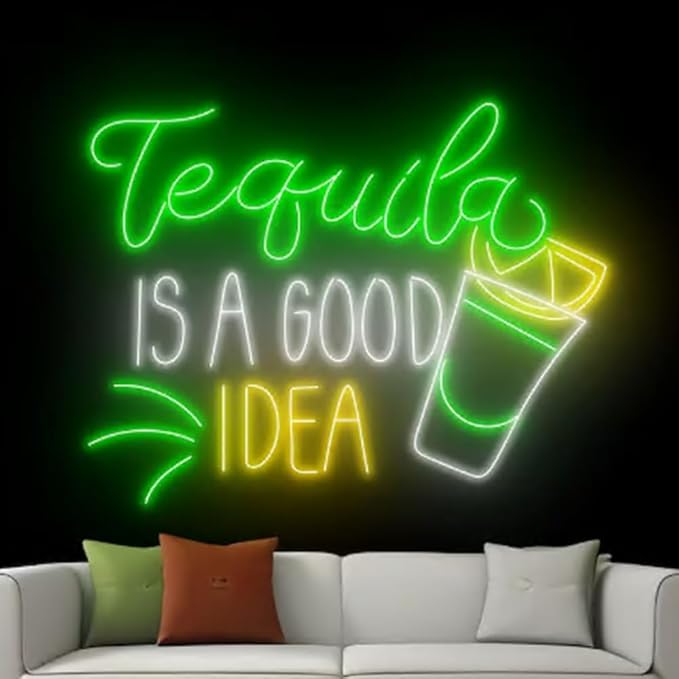 Tequila Is A Good Idea Neon Wall Sign, Tequila Led Wall Sign, Cocktail Neon - Image 4