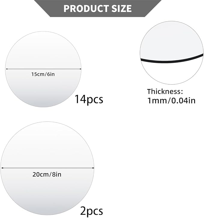 16PCS Acrylic Round Mirrors for Centerpieces Circle Mirror Tiles Candle Plate - Image 2