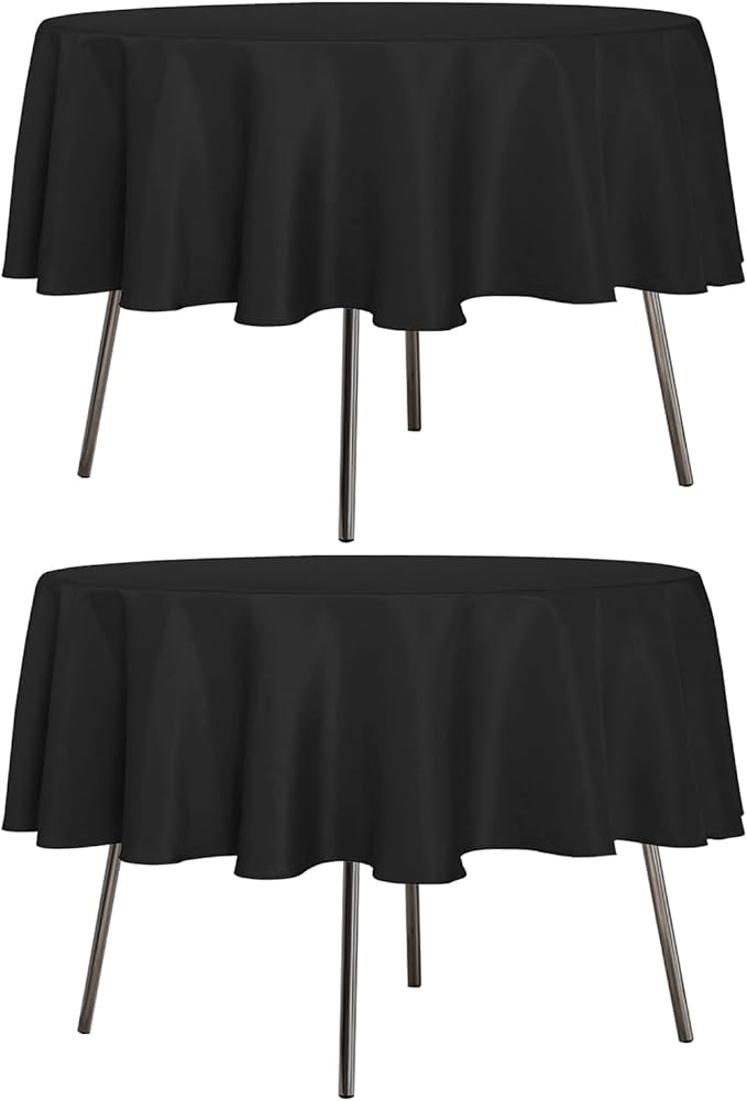 sancua 2 Pack Round Tablecloth 70 Inch Black, Stain and Wrinkle Resistant Table by sancua