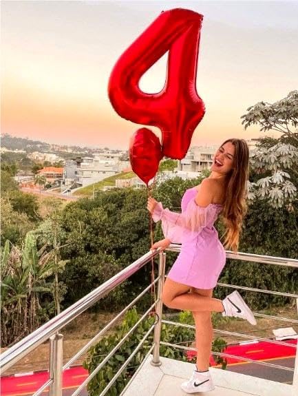 Number Balloon 40 Inch Red 4 Balloon, 4 14 24 34 40 44 48 New Years Balloons - Image 7