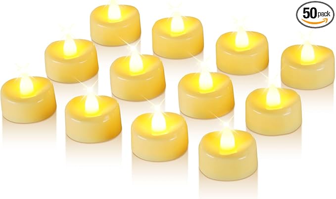 Raycare 50 Pack LED Tea Lights Battery Operated, 200+Hour Flickering Votive by Raycare