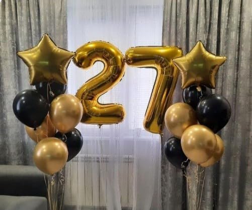 Gold Mylar Number 27 Balloon 40 inch, Number 27 Birthday Balloon - Image 4