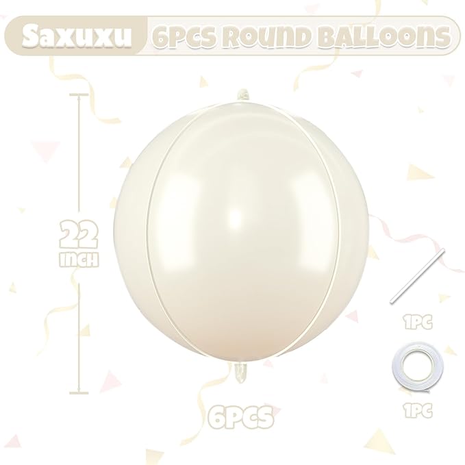Beige Giant Foil Balloons, 22 Inch Big Round Foil Balloon - Image 3