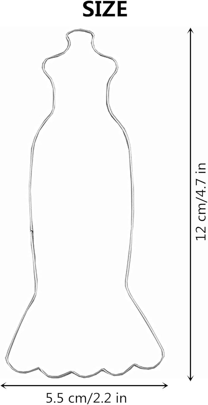 Large Size Dress Shaped Cookie Cutter, Stainless Steel Strapless Mermaid - Image 3