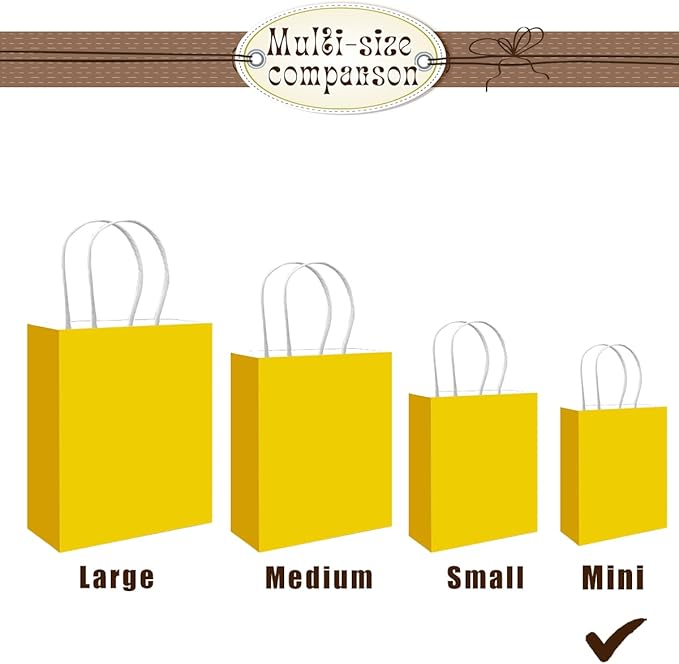 Bakepacker 100 Pcs Bright Yellow Mini Paper Gift Bags - Image 2