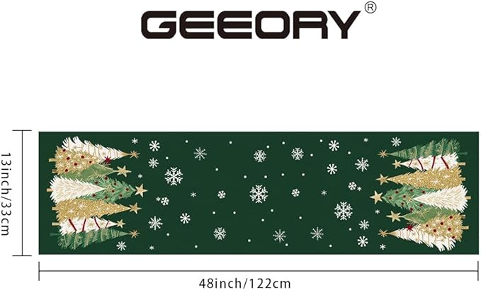 GEEORY Christmas Table Runner 13x48 Inch, Xmas Trees Snowflakes Holiday - Image 6