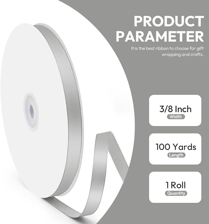 3/8" x 100 Yards Satin Ribbon - Image 2