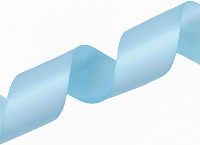 1" x 50 Yards Light Blue Satin Ribbon Single Faced Fabric Ribbons - Image 5