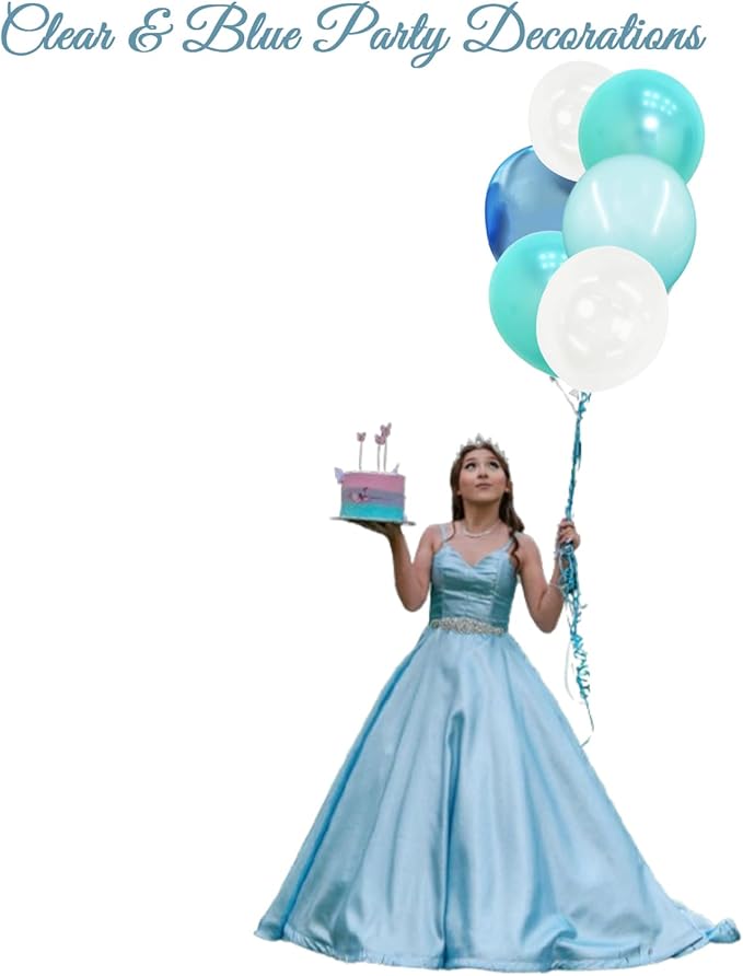 Under the Sea Party Decorations Teal Turquoise Blue Clear Balloons Assorted - Image 4