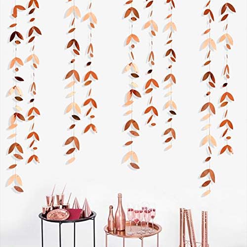 pinkblume Rose Gold Party Decorations Leaf Garland Hanging Paper Rose Gold by pinkblume