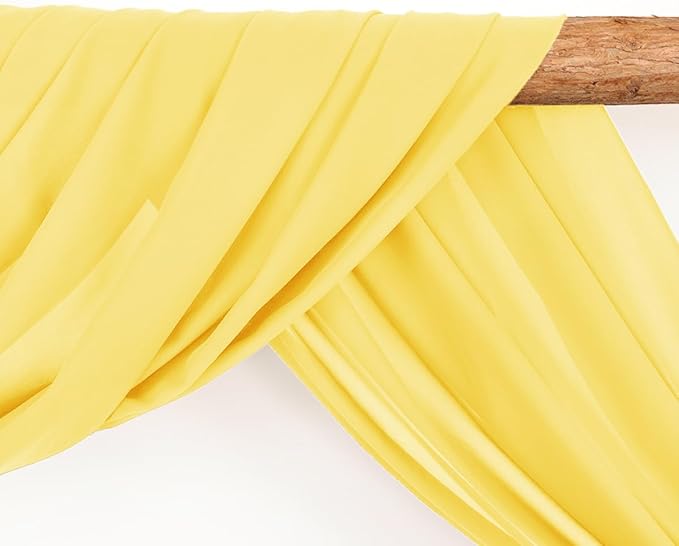 Wedding Arch Draping Fabric 2 Panels 30'' x 18FT Yellow Sheer Chiffon Arch - Image 3