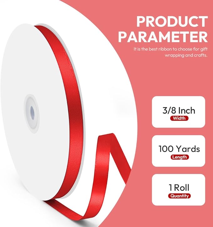 3/8" x 100 Yards Satin Ribbon - Image 2