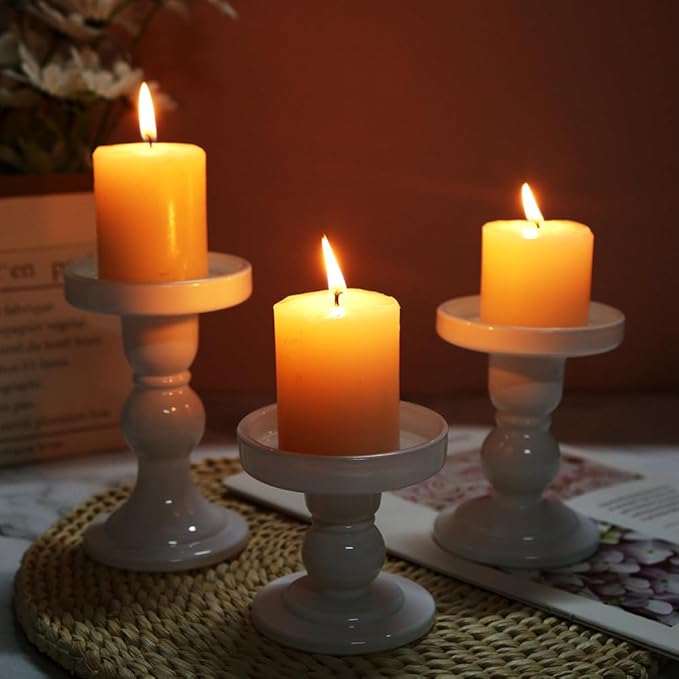 6-Piece Set of White Glass Candlestick, Crystal Candlestick Holder Holder and - Image 7
