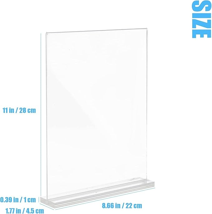 Acrylic Sign Holder, 8.5 x 11 inches Clear Table Menu Display Stand Desktop - Image 2