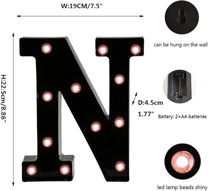 Light Up Black Alphabet Marquee Letters Sign LED Marquee Number Lights Sign - Image 6