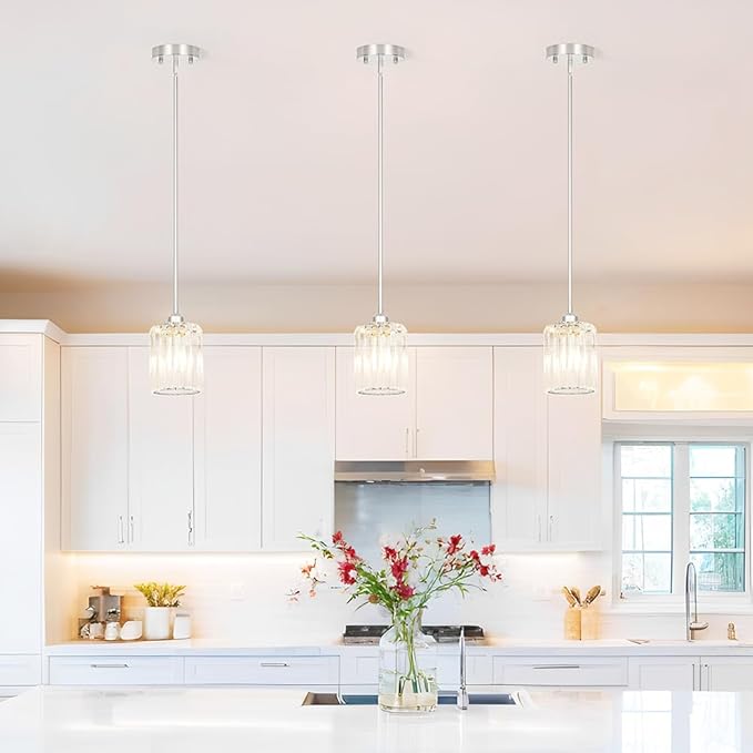 Chrome Kitchen Pendant Lights Over Island - Image 2