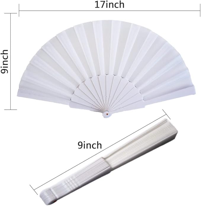 HUNANBANG Product Image 4 Pieces Folding Hand Fans Church Wedding Gift - Image 2