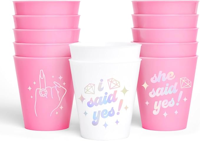 xo, Fetti Pink She Said Yes Shot Glasses by xoFetti