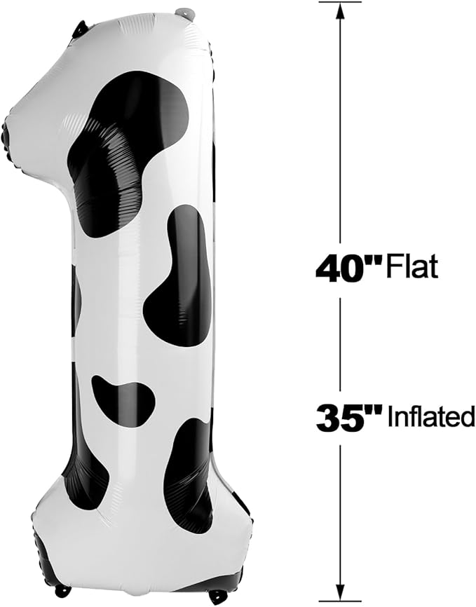 Cow Print Number 1 Balloon 40 inch, Number 1 Birthday Balloon - Image 2