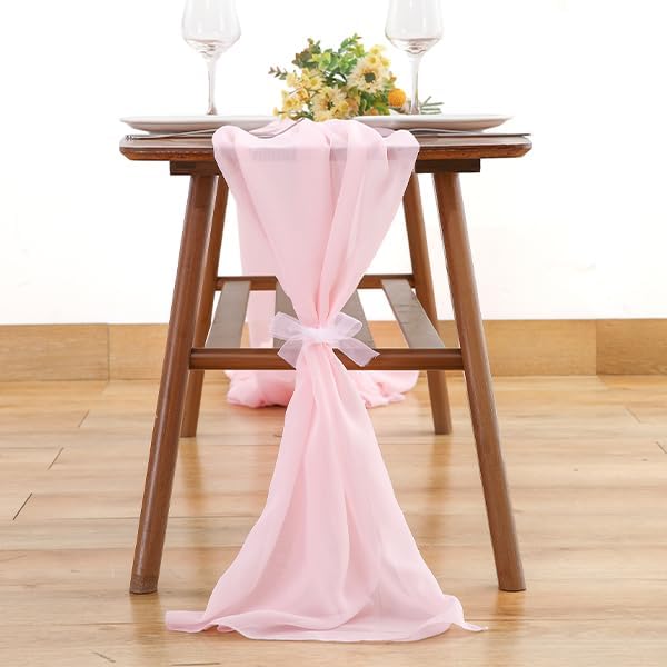 Wedding Arch Draping Fabric 2 Panels 18Ft Blush Chiffon Fabric Drapes Arbor - Image 9