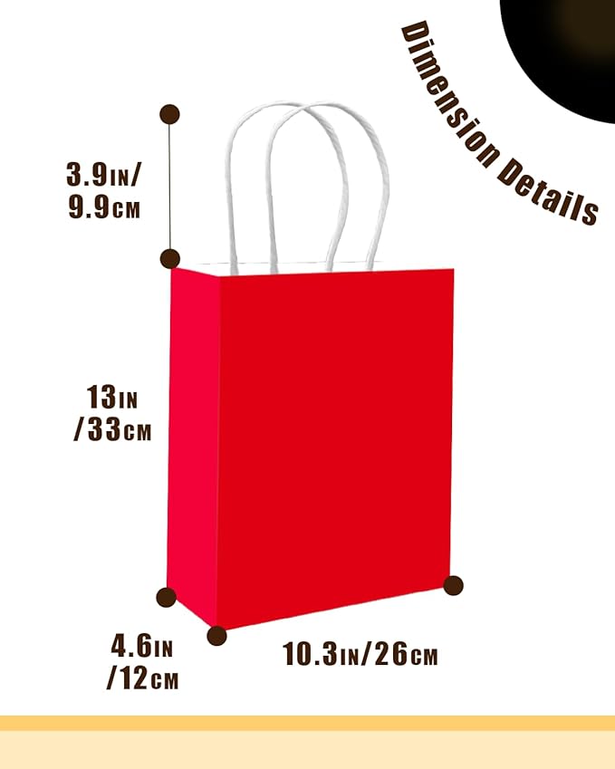 qiqee 50-Packs Red Paper Gift Bags - Image 4