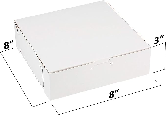 MT Products White Cake Boxes 8" x 8" x 3" - Image 3