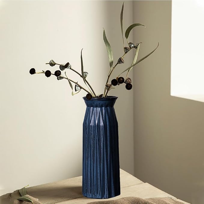 Blue Antique Vase, 12 Inches Elegant Vintage Glass Vase Rustic European Unique - Image 4
